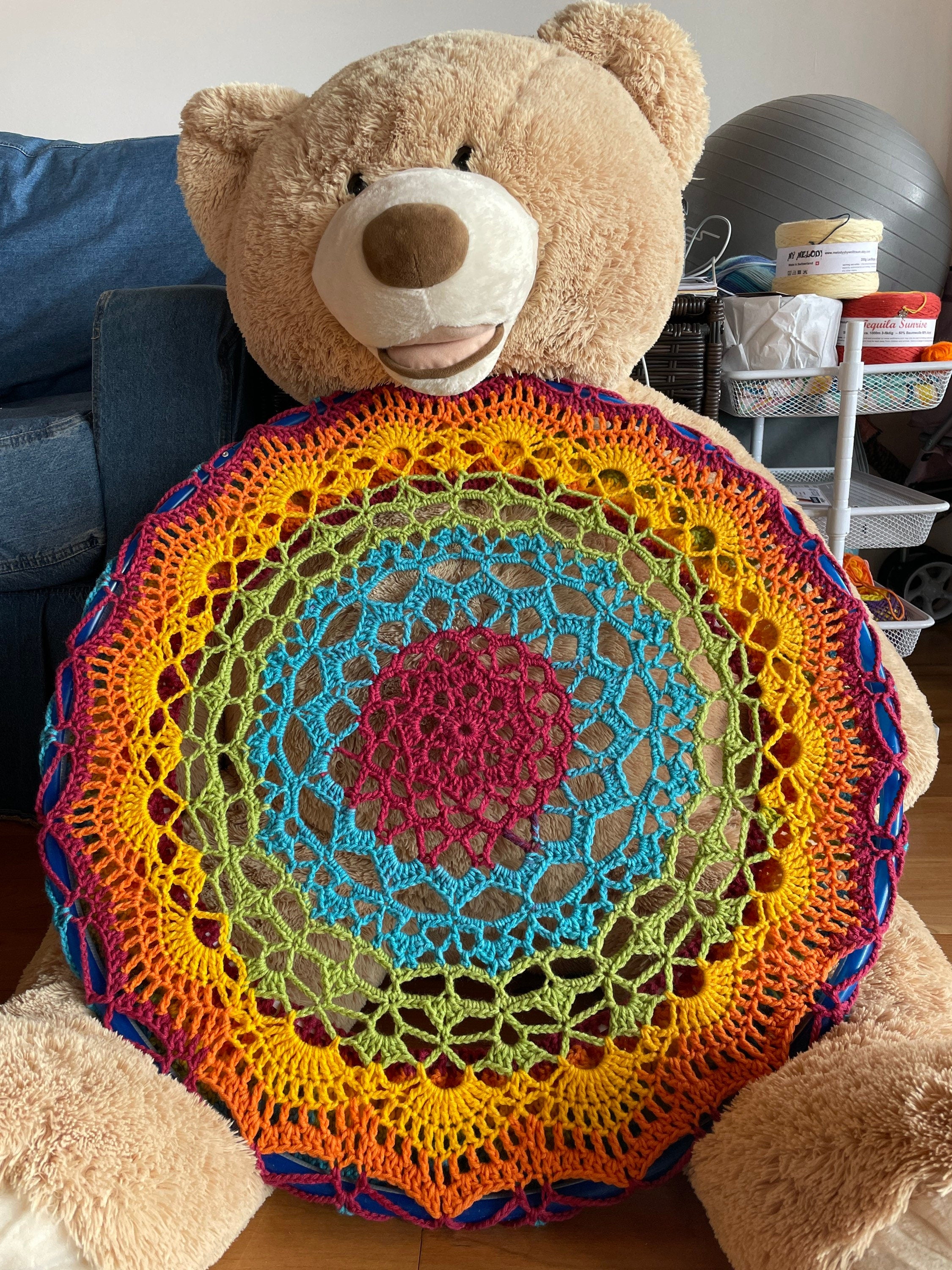 Rainbow Mandala Crochet Hoop Huggie