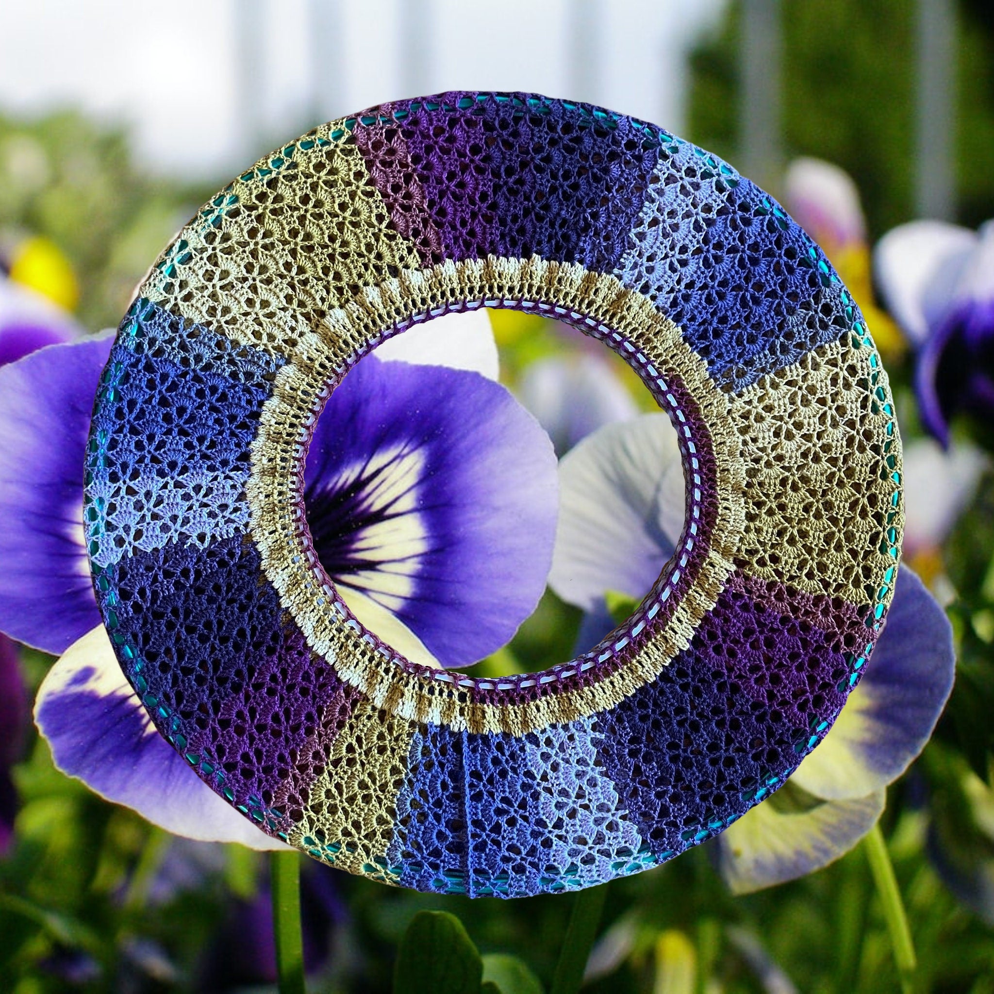 Spring Flowers Crochet Hoop Huggie