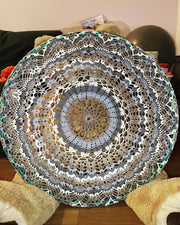 Nested Blues-Mandala Crochet Hoop Huggie (large)